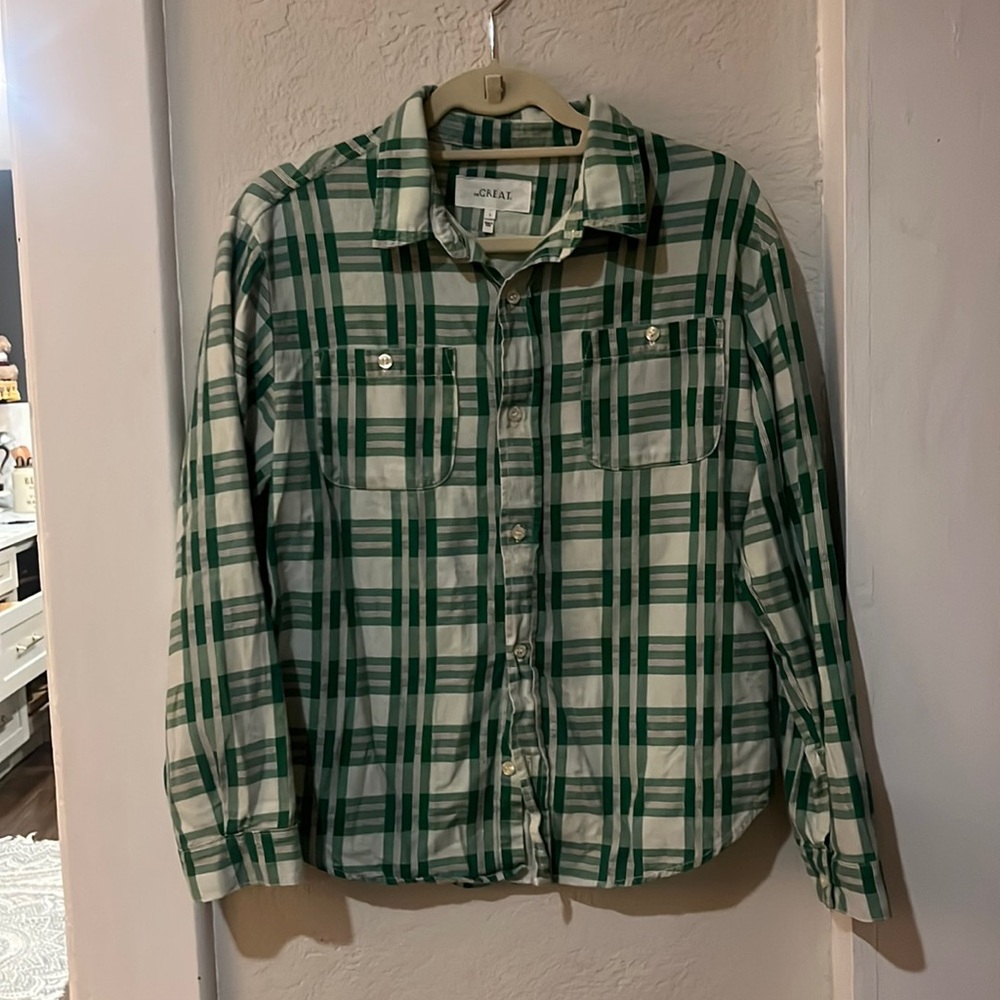 The Great Plaid Print Long Sleeve Button-Up Top